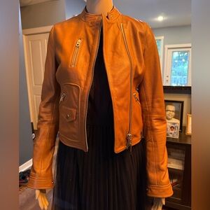 RUDSAK Tan Leather Fitted Jacket (XS)